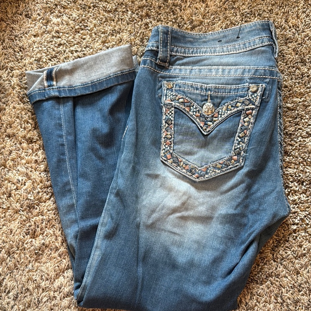 Stylish Blue Embellished Women's Jeans